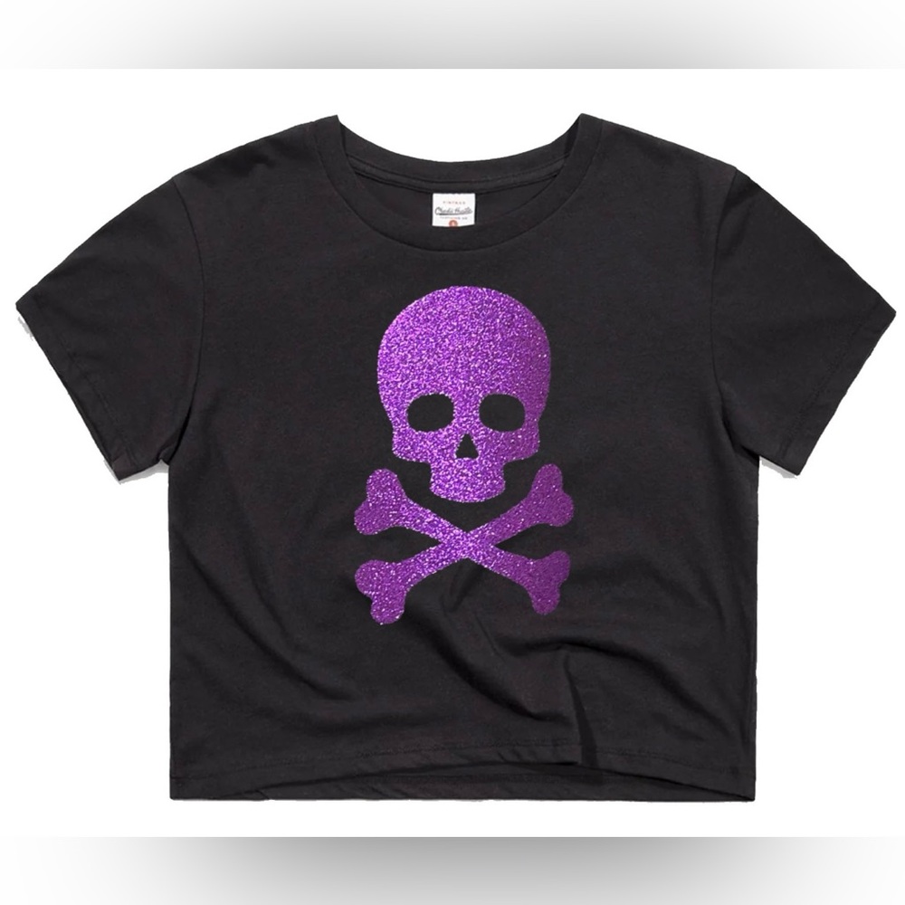 Halloween skull glitter crop top